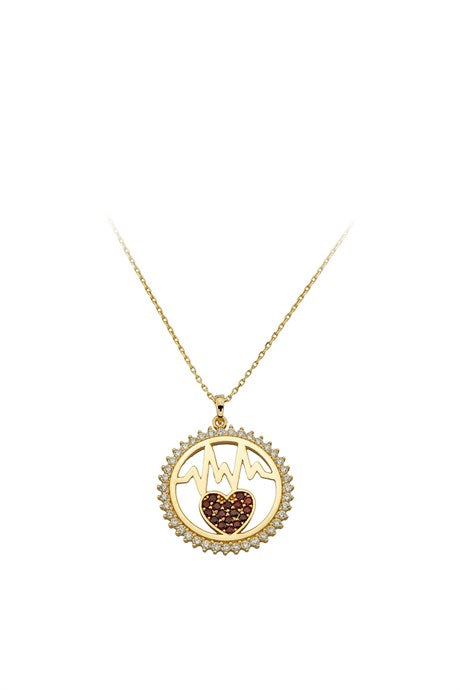 Collier de battement de coeur de cercle d'or solide | 14K (585) | 2,99 grammes