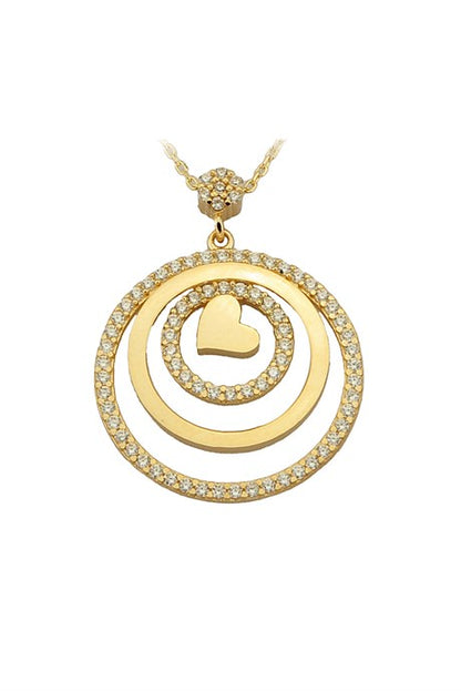 Solid Gold Circle Heart Necklace | 14K (585) | 3.15 gr