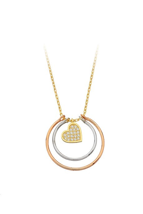 Collier coeur cercle en or massif | 14K (585) | 2,25 grammes