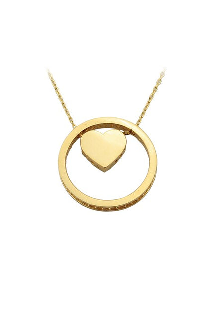 Collier coeur cercle en or massif | 14K (585) | 3,21 grammes