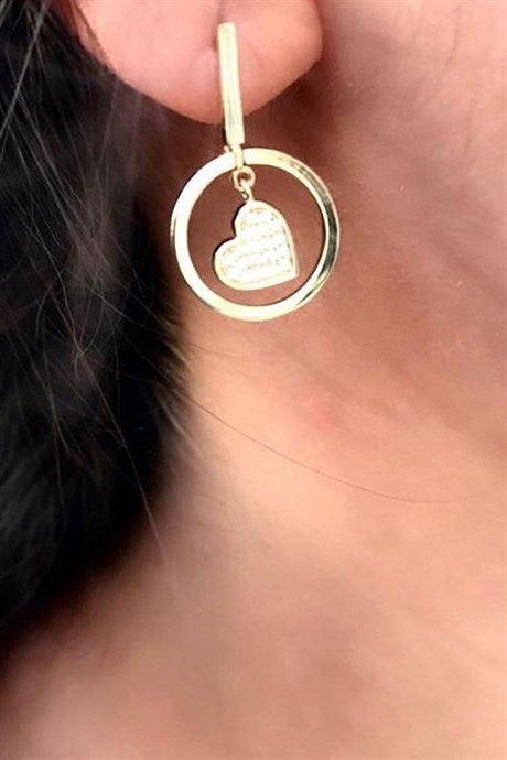 Boucle d'oreille coeur cercle en or massif | 14K (585) | 1,40 gr
