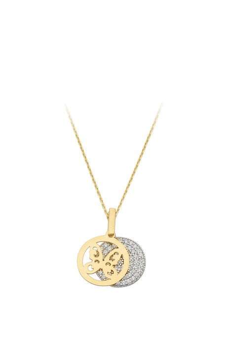 Collier papillon cercle en or massif | 14K (585) | 2,59 grammes