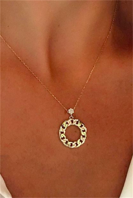 Solid Gold Circle Necklace | 14K (585) | 3.63 gr
