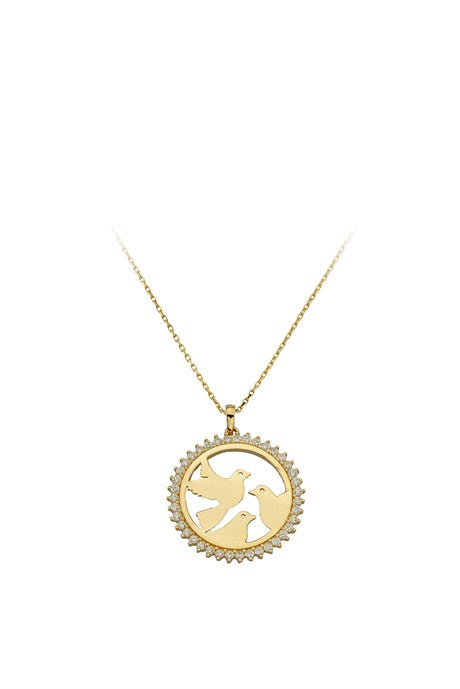 Collier oiseau cercle en or massif | 14K (585) | 2,83 grammes