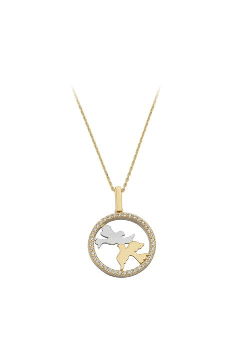 Collier oiseau cercle en or massif | 14K (585) | 3,10 grammes