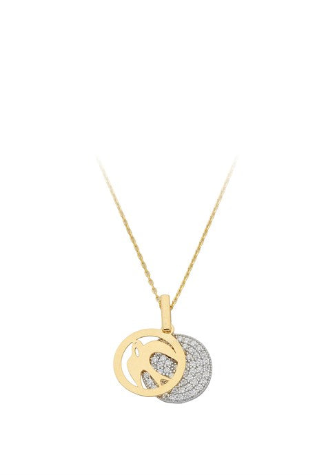 Solid Gold Circle Bird Necklace | 14K (585) | 2.62 gr