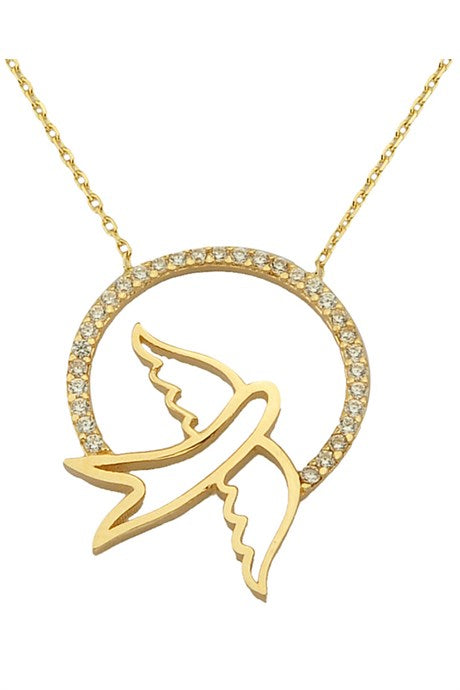 Solid Gold Circle Angel Necklace | 14K (585) | 2.24 gr