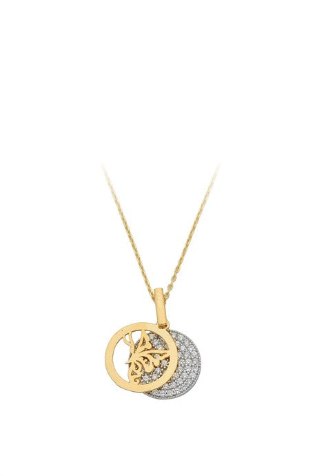 Solid Gold Circle Angel Necklace | 14K (585) | 2.67 gr