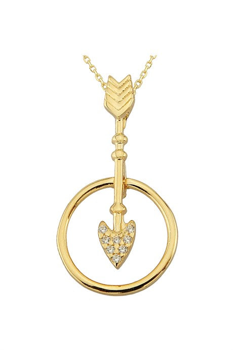 Solid Gold Circle Arrow Necklace | 14K (585) | 2.20 gr