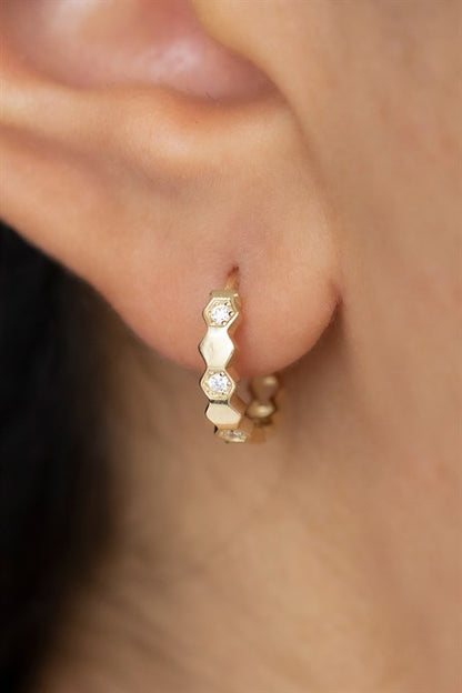 Solid Gold Circle Honeycomb Earring | 14K (585) | 2.04 gr