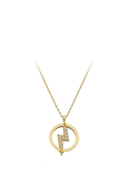 Solid Gold Circle Lightning Necklace | 14K (585) | 1.98 gr