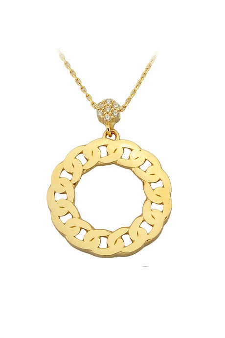 Solid Gold Circle Design Necklace | 14K (585) | 3.44 gr