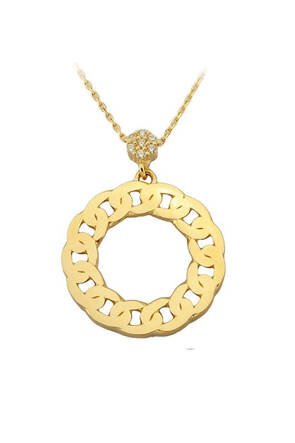 Solid Gold Circle Design Necklace | 14K (585) | 3.44 gr