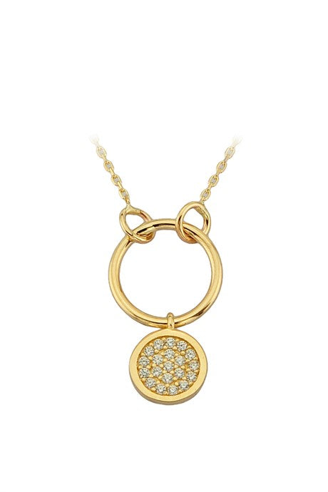 Collar de diseño de círculo de oro macizo | 14K (585) | 1,85 gramos