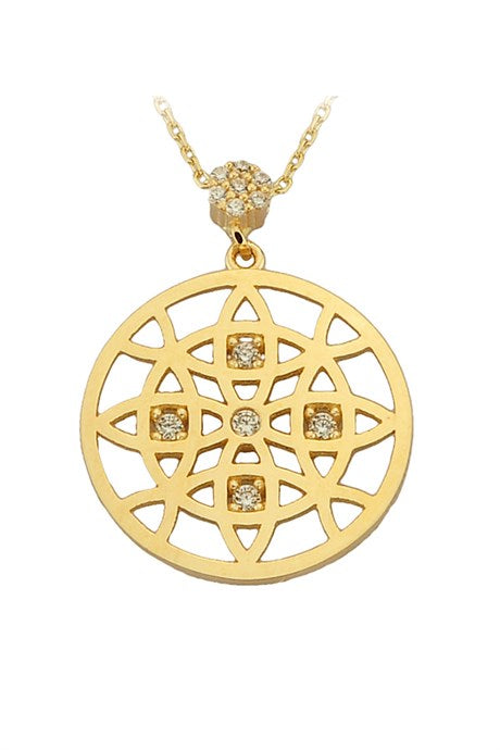 Solid Gold Circle Design Necklace | 14K (585) | 2.97 gr