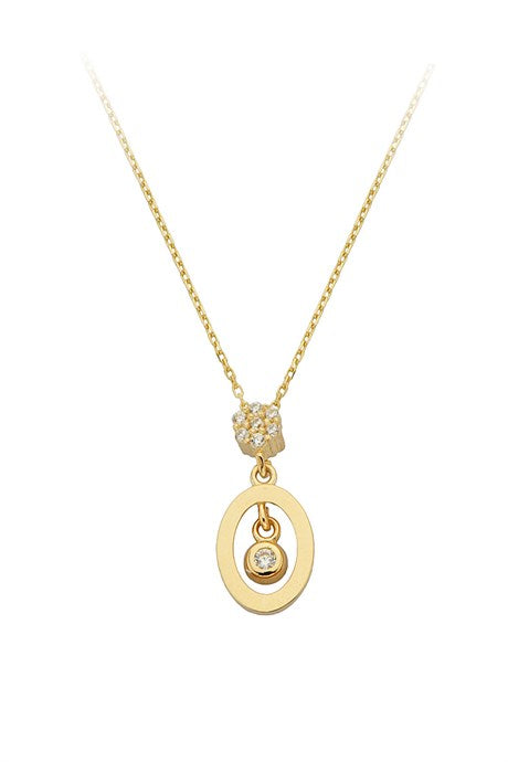 Solid Gold Circle Gemstone Necklace | 14K (585) | 1.72 gr