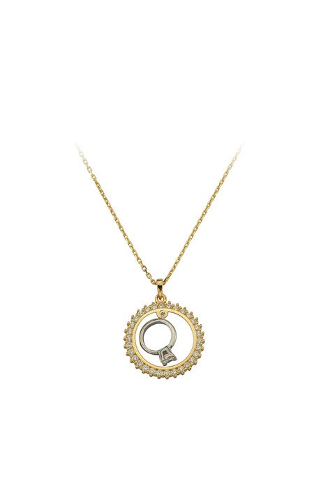 Solid Gold Circle Solitaire Necklace | 14K (585) | 2.52 gr