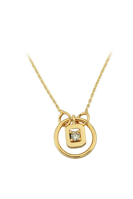 Solid Gold Circle Solitaire Necklace | 14K (585) | 1.95 gr