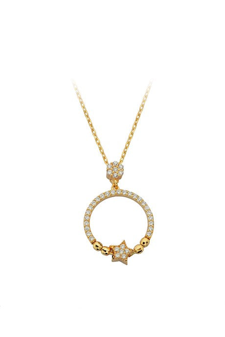 Collier étoile cercle en or massif | 14K (585) | 2,10 gr