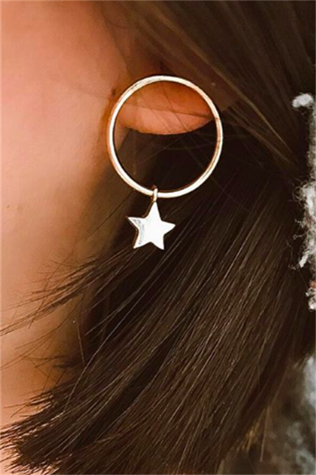 Solid Gold Circle Star Earring | 14K (585) | 1.99 gr