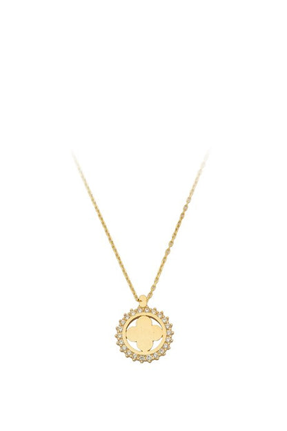 Solid Gold Circle Clover Necklace | 14K (585) | 1.96 gr