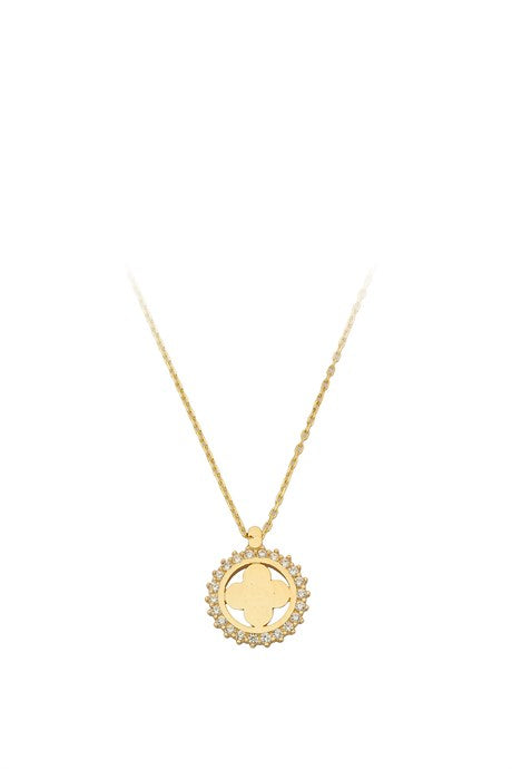 Solid Gold Circle Clover Necklace | 14K (585) | 1.96 gr