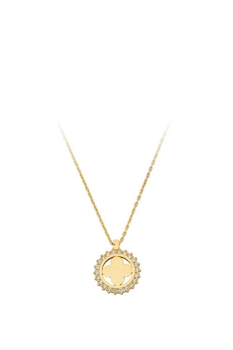 Collier trèfle cercle en or massif | 14K (585) | 1,96 g