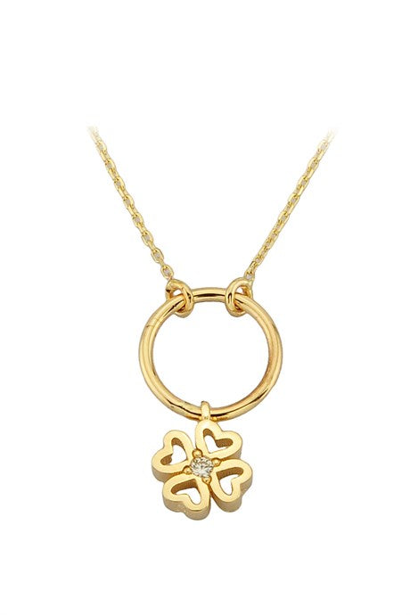 Collier trèfle cercle en or massif | 14K (585) | 1,94 g