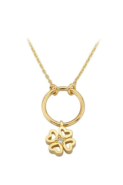 Collier trèfle cercle en or massif | 14K (585) | 1,94 g