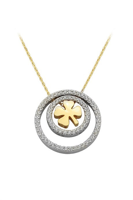 Collier trèfle cercle en or massif | 14K (585) | 3,66 grammes