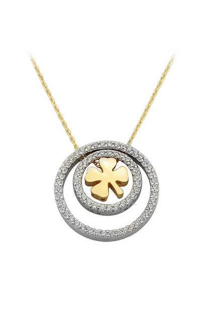 Solid Gold Circle Clover Necklace | 14K (585) | 3.66 gr