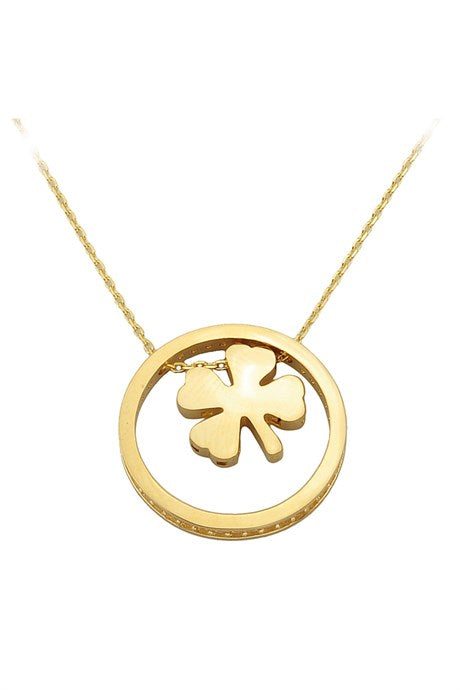 Solid Gold Circle Clover Necklace | 14K (585) | 3.50 gr