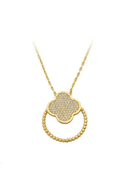 Solid Gold Circle Clover Necklace | 14K (585) | 2.50 gr