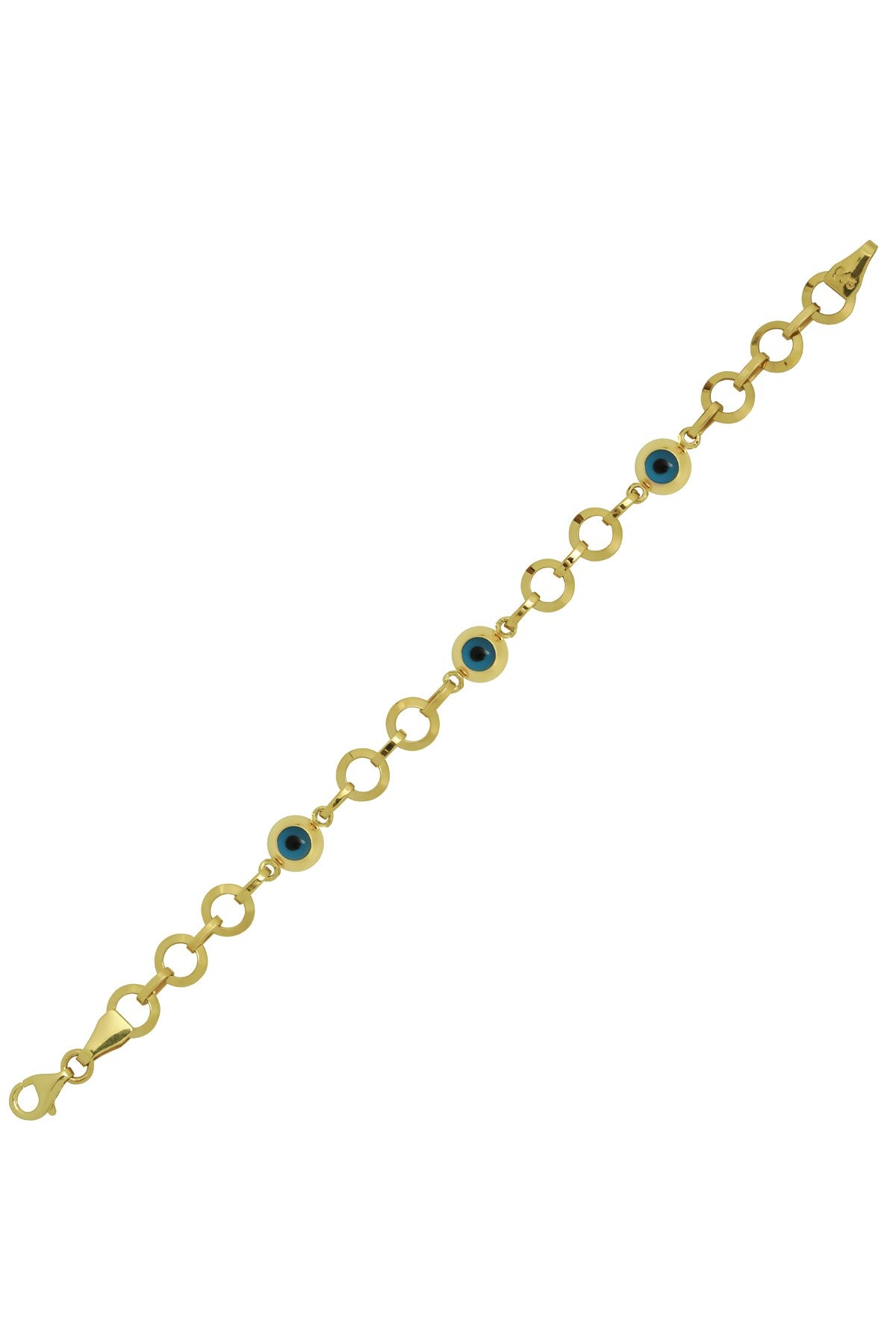 Chaîne de bague en or massif Bracelet bébé et enfants mauvais œil | 14K (585) | 3,42 grammes