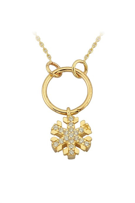 Solid Gold Circle Snowflake Necklace | 14K (585) | 2.34 gr
