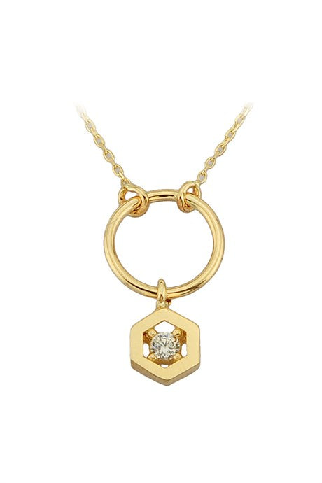 Solid Gold Circle Solitaire Necklace | 14K (585) | 1.89 gr