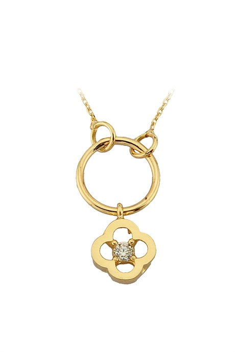 Solid Gold Circle Clover Necklace | 14K (585) | 2.01 gr