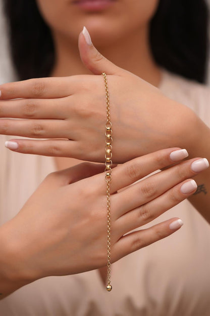 Solid Gold Ring Chain Bracelet