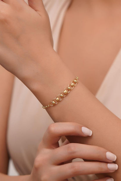 Solid Gold Ring Chain Bracelet