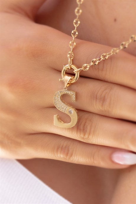 Solid Gold S Initial Necklace | 14K (585) | 6.16 gr