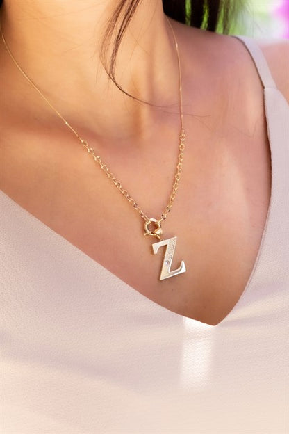 Solid Gold Z Initial Necklace | 14K (585) | 6,58 gr