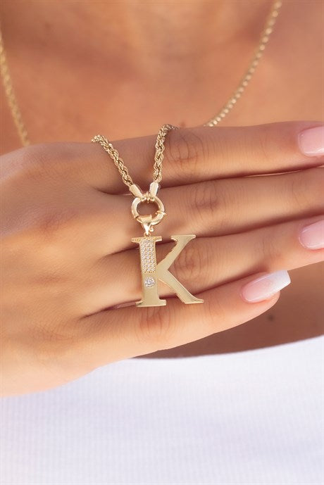 Solid Gold K Initial Necklace | 8K (333) | 7.59 gr