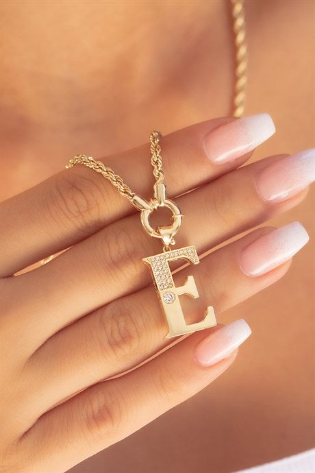 Solid Gold E Initial Necklace | 8K (333) | 7.22 gr