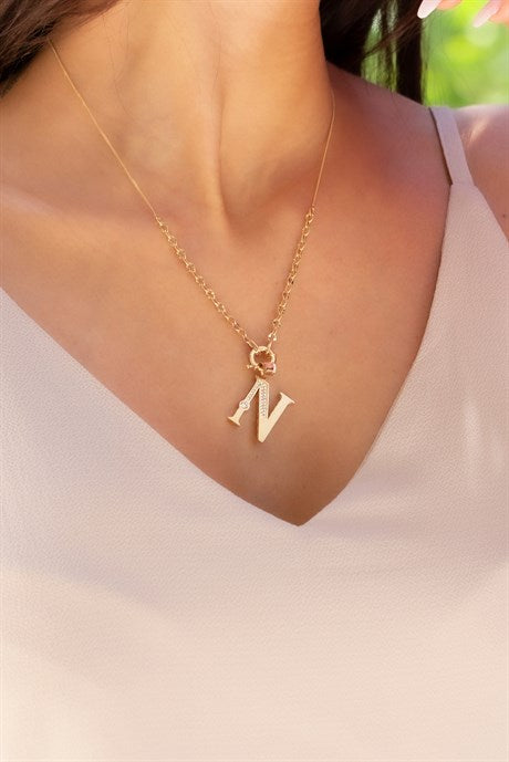 Solid Gold N Initial Necklace | 14K (585) | 6.29 gr