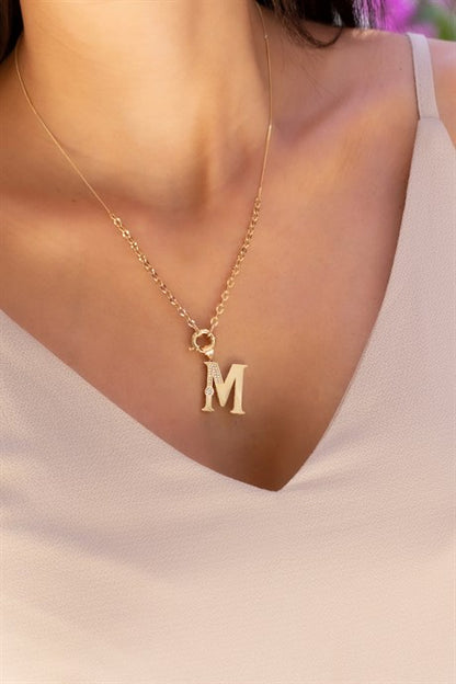 Solid Gold M Initial Necklace | 14K (585) | 6.71 gr