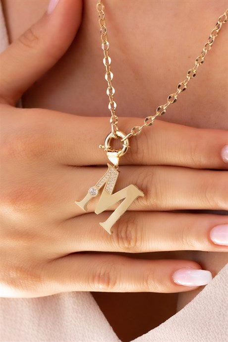 Solid Gold M Initial Necklace | 14K (585) | 6.71 gr