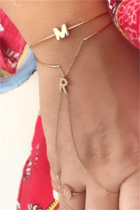 Pulsera con inicial de oro macizo Bashmer | 14K (585) | 4,88 gramos