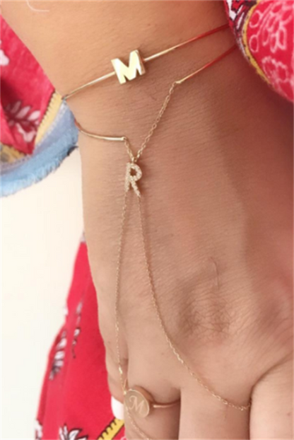 Pulsera con inicial de oro macizo Bashmer | 14K (585) | 4,88 gramos