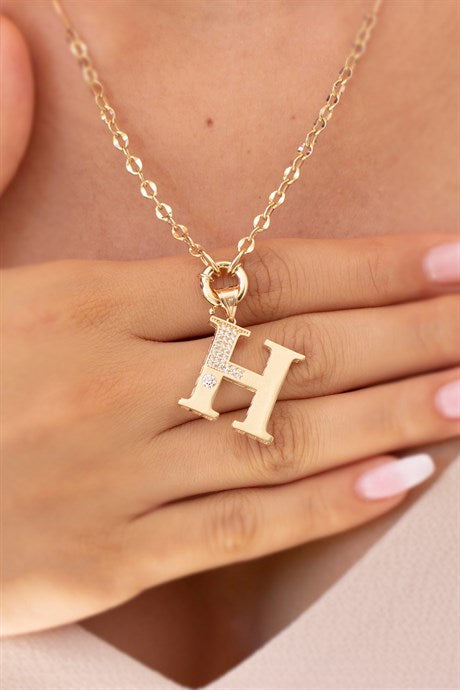Solid Gold H Initial Necklace | 14K (585) | 6.68 gr