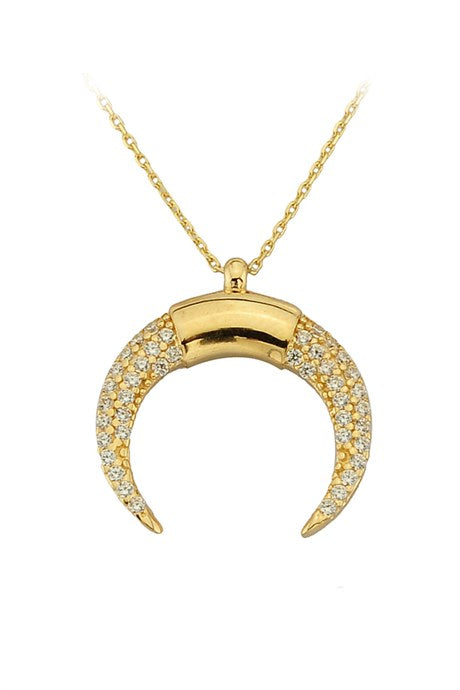 Solid Gold Crescent Necklace | 14K (585) | 2.26 gr